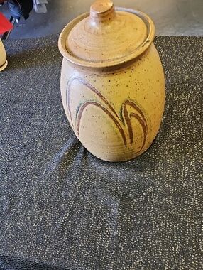 Handcrafted Yellow Stoneware Lidded Jar - Home Art